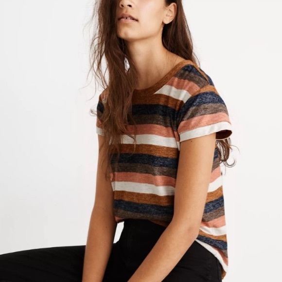 Madewell Multicolor Striped Textured Short Sleeve Shirt - Picture 3 of 6